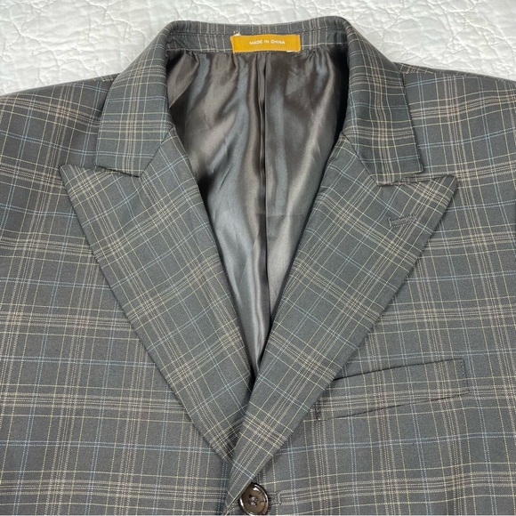 🔥Young Kings By Steve Harvey (2pcs) Plaid Brown Blue Blazer & Pants Suit - Picture 3 of 16